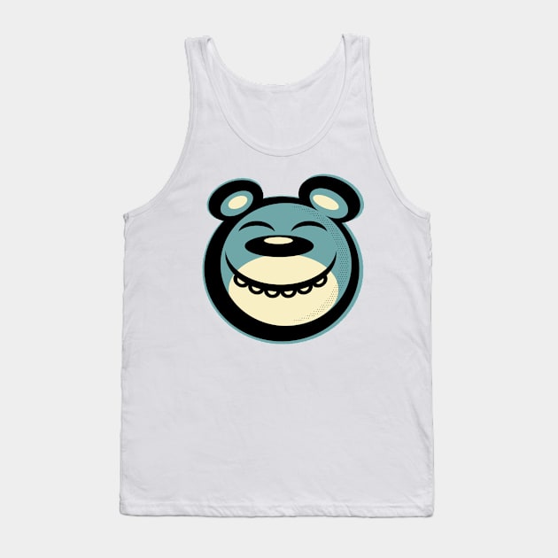 Blissful Smiling Blue Bear Tank Top by wickedpretty